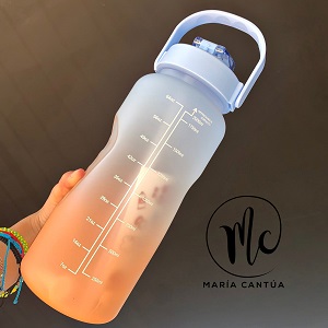 Botella de Agua Deportiva con Marcador de Tiempo 2L. Larga